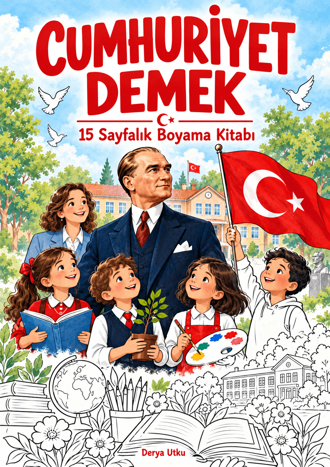 Republic Day (October 29) Coloring Book — 15 Pages (A4, PDF)